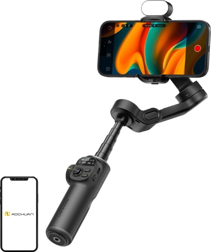 AOCHUAN Smart X2 stabilisator voor smartphone met RGB-verlichting zwart