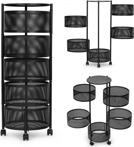Keukenrekkenorganizer met draaibare legplanken, 5 niveaus, metaal, ModernHome