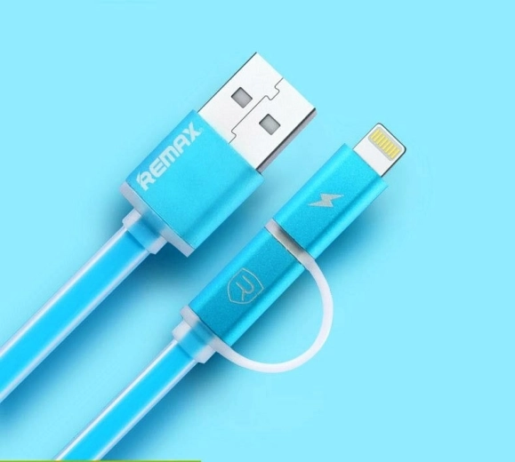 Remax Aurora 2-in-1 USB-kabel 1 m blauw