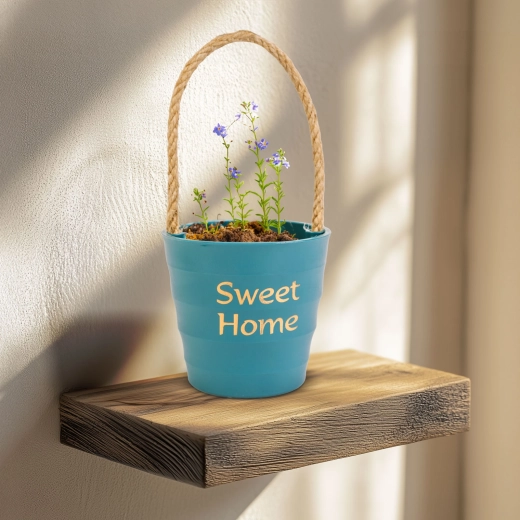 Decoratieve bloempot met touw 9 × 8 cm - 1 stuk
