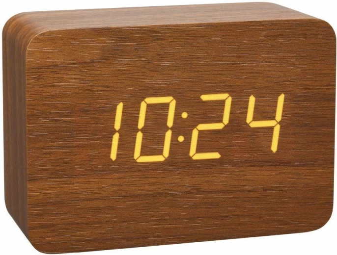 Radio-gestuurde wekker TFA Clocco met houtlook, bruin