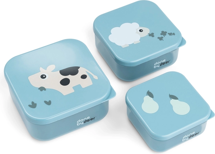 Done by Deer set snackdoosjes Tiny farm blauw 3 stuks