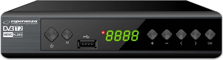Digitale tuner en decoder Esperanza DVB-T2 H.265/HEVC met display