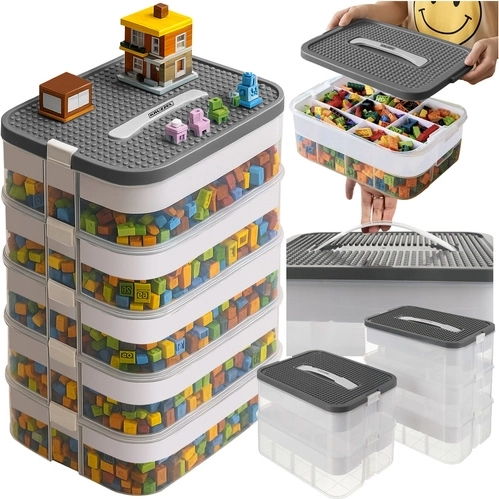 Kruzzel opbergbox voor bouwstenen 35 l met organizer, 5 lagen