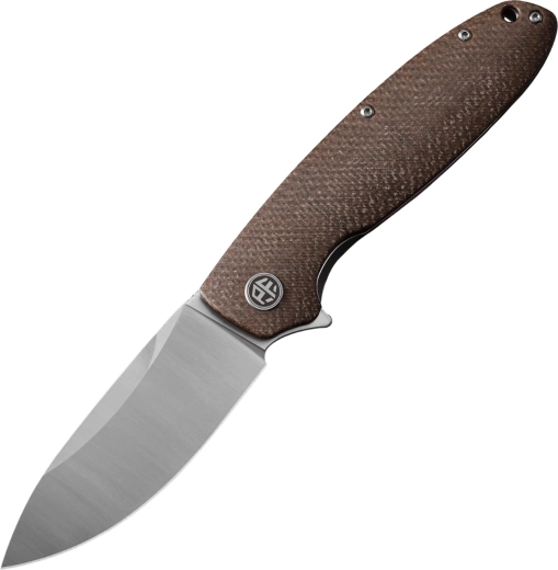 Petrified Fish Terra zakmes 9 cm, satijn, bruine Micarta