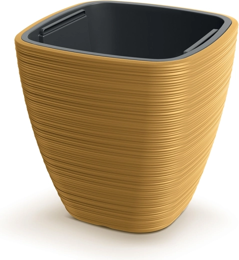 Bloempot Vena Square 38,8 × 38 cm mosterdgeel met binneninzet