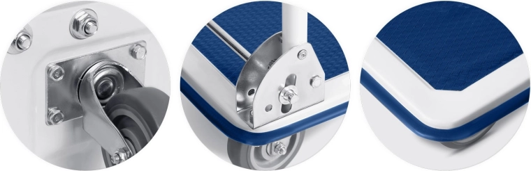 Zwenkende rubberen wielen met metalen versteviging