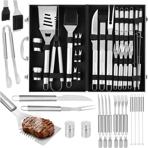 BBQ-gereedschapset van roestvrij staal met aluminium koffer Kaminer (26-delig)
