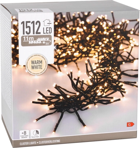 Kerst LED-slinger 11 m, 1512 warmwitte LED’s, IP44 met timer