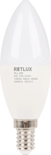 LED-lamp Retlux kaars E14 8 W warm wit
