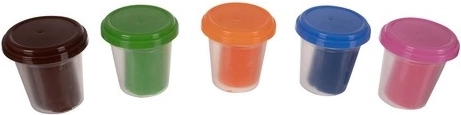 5 kleuren boetseermassa in potjes
