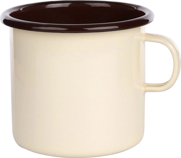 Geëmailleerde mok Silesia 0,45 l crème met donkere binnenkant