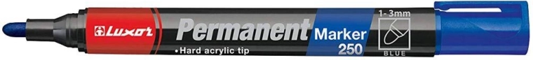 Permanente marker LUXOR 250 blauw, ronde punt 2–3 mm