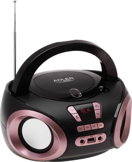 Draagbare boombox met cd/mp3 en fm-radio adler ad 1181, zwart-koperkleurig