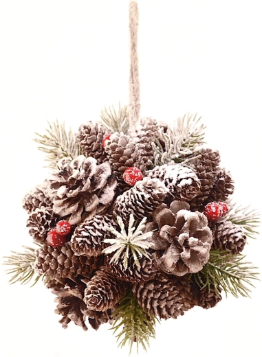 Hangdecoratie dennenappel rood 16 cm