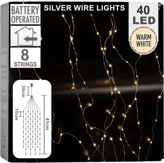 Lichtgordijn hangende LED-slinger 40 LED, 45 cm, warm wit, op batterijen