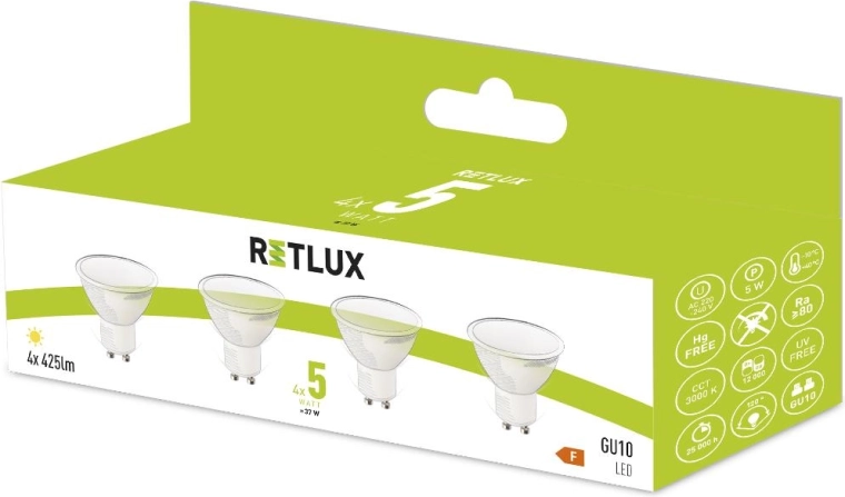 Retlux GU10 LED-lamp 5 W warm wit - 4 stuks