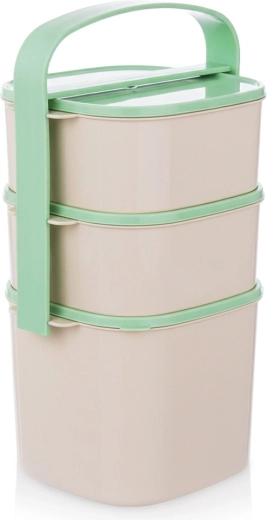 Kunststof driedelige etensdrager 2 l + 2× 1,15 l