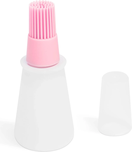 Siliconen kwast voor olie met reservoir van 60 ml, roze