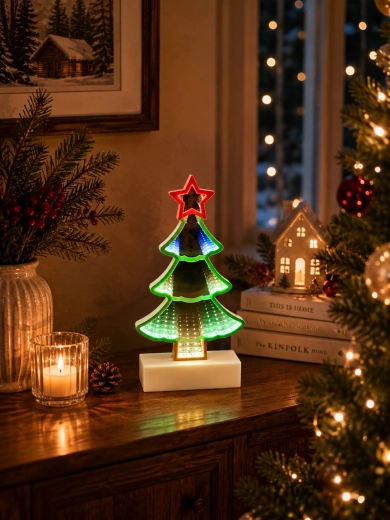 Kerst 3D-decoratie – kerstboom met oneindig spiegeleffect Infinity LED - 1 stuk