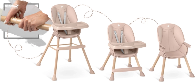 3-in-1: hoge kinderstoel, lage stoel en zitje