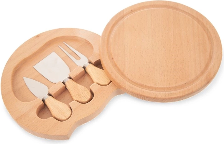 Houten uitschuifbare kaasplank met 4-delige messenset ORION