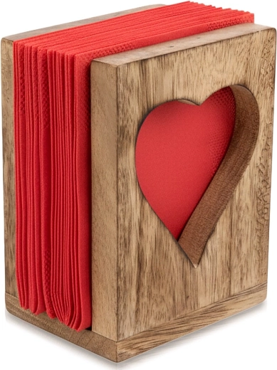 Houten servethouder van mangohout 8,5 × 7,5 × 12 cm orion
