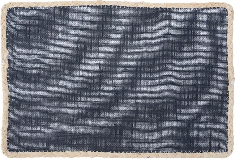Rechthoekige placemat 45 × 30 cm, donkerblauw met beige rand