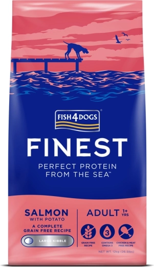 Fish4Dogs Finest granulaat voor volwassen honden van grote rassen, zalm met aardappelen 12 kg