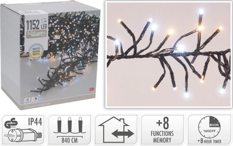 Kerst LED-lichtsnoer 8,4 m 1152 LED warmwit met timer