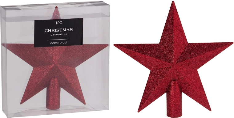 Kerstboomtopper ster bordeauxrood 19 cm