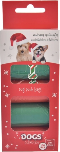 Hondenpoepzakjes met kerstmotief 100 stuks (5×20) op rol