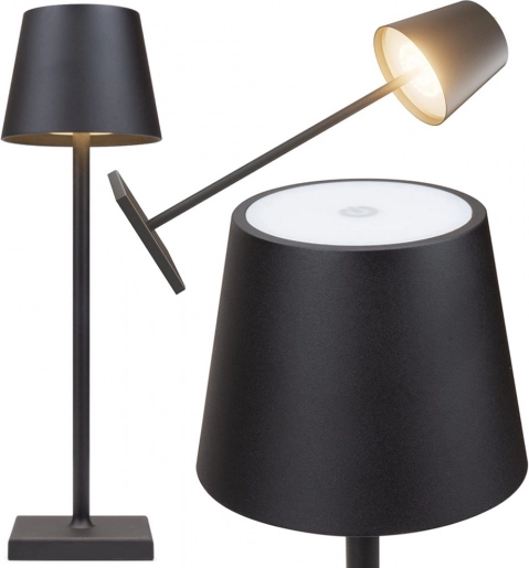 Touch tafellampje met LED en 3 lichttinten, draadloos, USB‑C, zwart