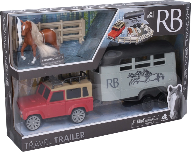 Royal Breeds paard met auto, aanhanger en omheining