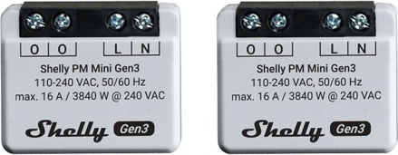 Shelly PM Mini Gen3 – set van 2 verbruiksmeter(s), Wi‑Fi/Bluetooth