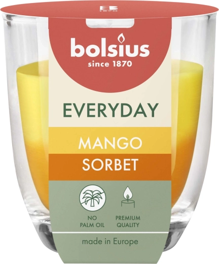 Geurkaars in glas mango sorbet 8 × 7 cm, tot 24 u