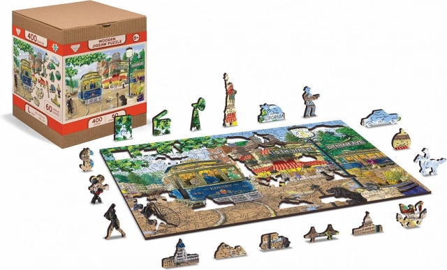 Houten dubbelzijdige puzzel WOODEN CITY Victoriaanse straat 2-in-1, 200 stukjes