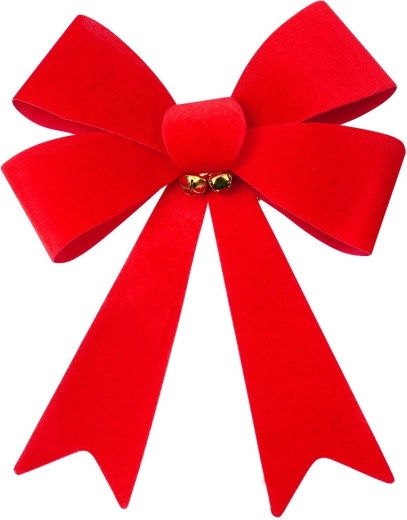 Kerstdecoratieve fluwelen strik 35 × 46 cm met gouden belletjes