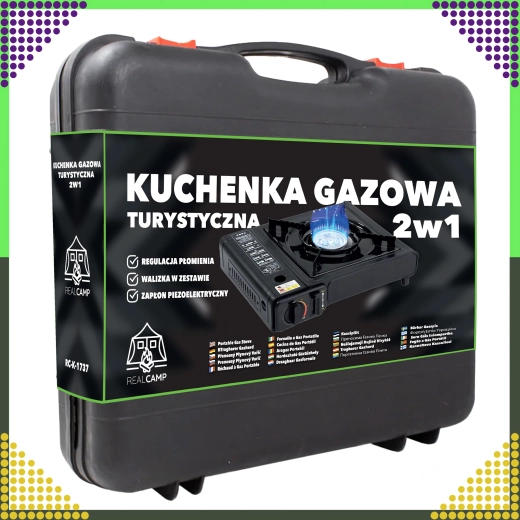 Draagbare toeristische gasbrander 2-in-1 in koffer