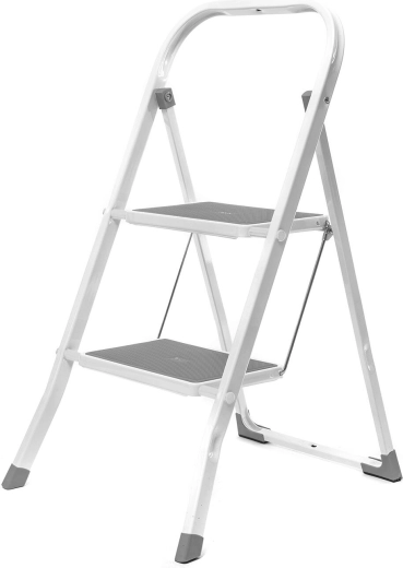 Metalen trapladder met 2 antisliptreden