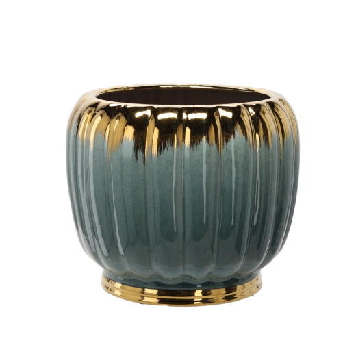 Keramische bloempotcover 41 × 41 × 34,5 cm goud-groen