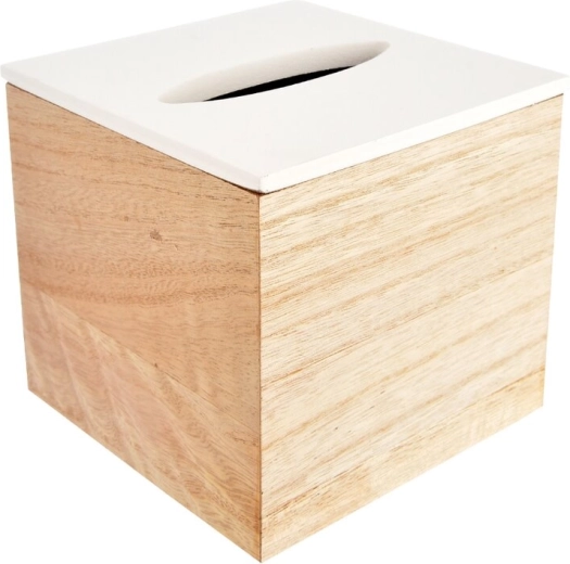 Box voor papieren zakdoekjes beige-wit 14 × 14 × 13 cm