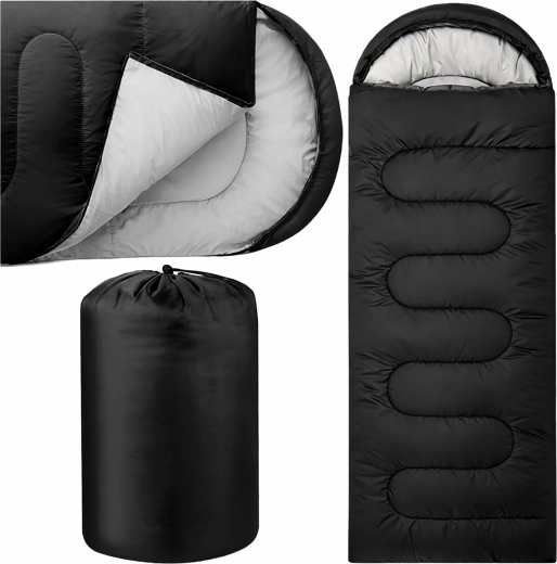Toeristische mummieslaapzak 2-in-1 210 × 75 cm met capuchon, zwart