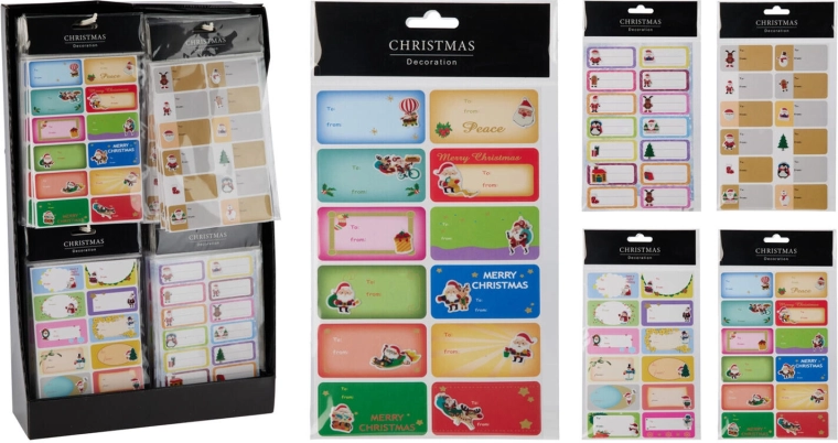 Zelfklevende kerstnaamlabels – mix van motieven