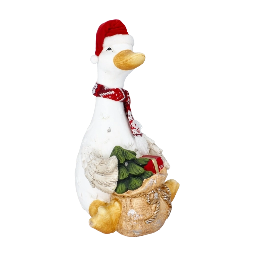 Kerstdecoratieve figuur: gans met zak cadeaus met LED-verlichting