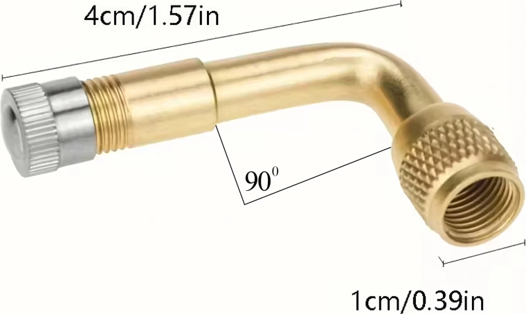 Metalen haakse ventielverlenger 90° – set van 100 stuks