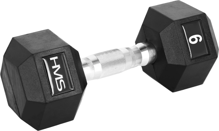 HMS Hexagonale rubber gecoate dumbbell Hex Pro 9 kg