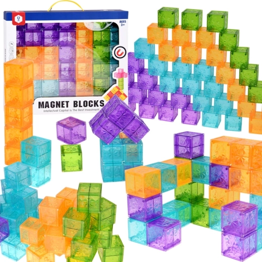 Magnetische bouwblokjes transparant, kleurrijk – 42 stuks