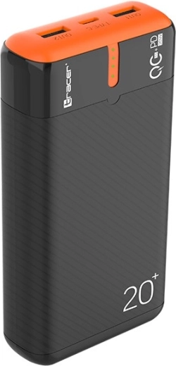 Powerbank tracer energen 20000 mAh met pd en qc 3.0, zwart‑oranje