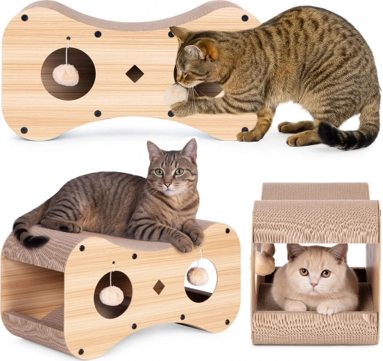 Krabpaal voor katten met huisje en bed Petsi